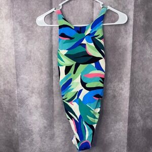 Shade & Shore Women's Small(4-6)  Tropical Leaf Print One Piece Swimsuit